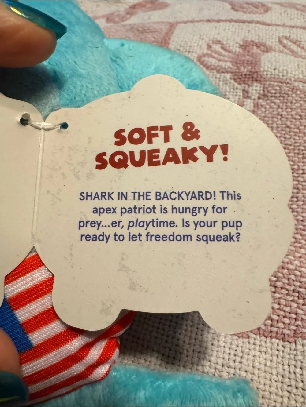 Bark Box Fourth of Jawly Jake M Dog Toy NEW squeaky shark crinkles
